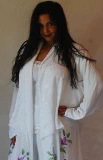 Y481S WHITE/JACKET DUSTER M L XL 1X 2X MOROCCAN HAND PAINTED LACING 