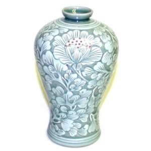 Lt Inlay Korean Celadon Vase ~ 7.5 Inch 