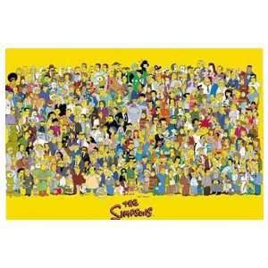 The Simpsons Full Cast Characters PAPER POSTER measures 36 x 24 inches 