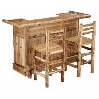  Rush Creek Log Cabin Style Dining Table and Four Chairs 