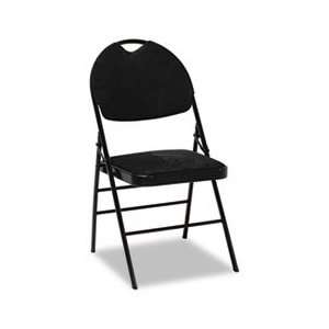   Padded Folding Chair, Black Microsuede / Black Frame,: Home & Kitchen