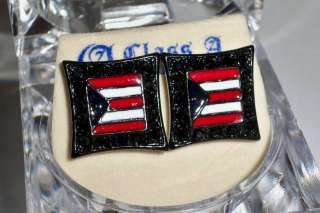 Mens Puerto Rico Flag Black Crystal Stud Earrings  