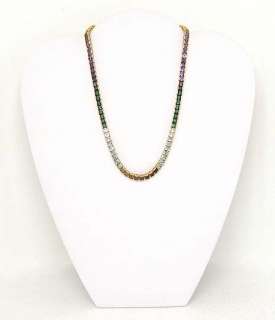 18K GOLD & 40 CTS. RAINBOW OF GEMS TENNIS NECKLACE  
