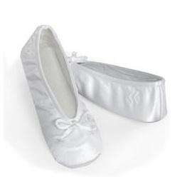 Isotoner White Wedding Satin Ballet Slippers Shoes  