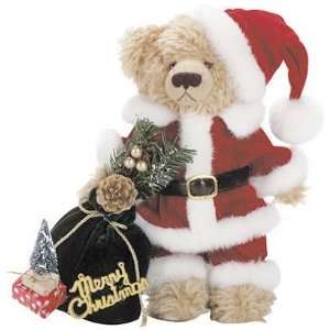 11 In. Stuffed Santa Bear with Bag 