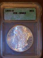 1883 S Certified MS 62 Uncirculated Morgan Silver Dollar  