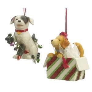 Santas Helper Dog Christmas Ornaments Set of 2 Sports 