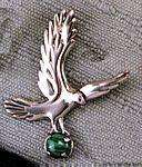 Sterling Silver Hawk Pendant With Stone  