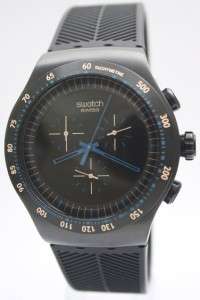 New Swatch Blue In Dark Chronograph Men Rubber Band Watch YOB103 