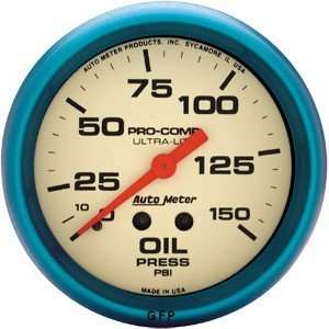   Ultra Nite 2 5/8 0 150 PSI Mechanical Oil Pressure Gauge Automotive