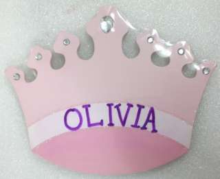 Personalized Large Girls Princess Crown Room Door Sign  