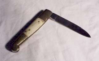 Vintage pocket knife bone handles single blade no marks  