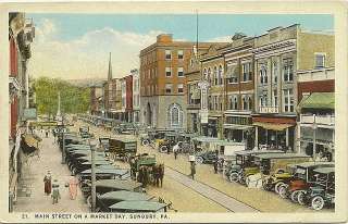 Sunbury,Pa,Main Street on Market Day,Northumberland County,Postcard 