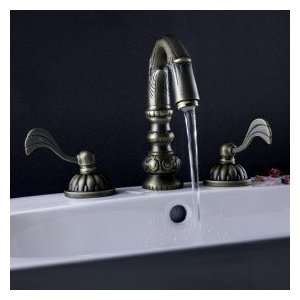 Antique Bronze Finish Widespread Bathroom Sink Faucet (Baroque Design 