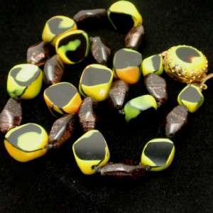 Chunky Art Glass Necklace w/ 2 Unusual Beads Vintage  