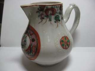 18th C CHINESE LOWESTOFT EXPORT PORCELAIN CREAM PITCHER FLOWERS 3 CA 