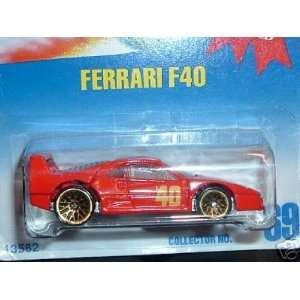  Mattel Hot Wheels 1991 164 Scale Red Ferrari F40 Die Cast 