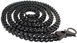 Stainless Steel Black Cuban Link Bracelet Necklace Set  