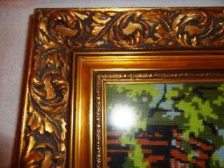   NEEDLEPOINT PICTURE   2 LADIES AND A MAN GESSO FRAME/WOOD FRAME  