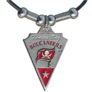 Tampa Bay Buccaneers Leather Necklace Beads & Pewter Pendant   NFL 