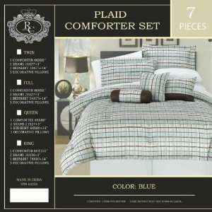  Comforter Set   Plaid Blue Queen Case Pack 4 by DDI