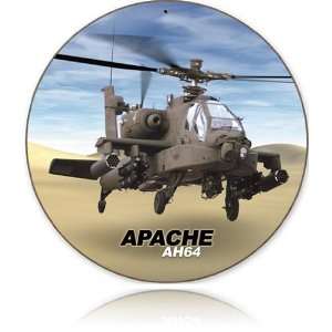 Apache Aviation Round Metal Sign   Victory Vintage Signs:  