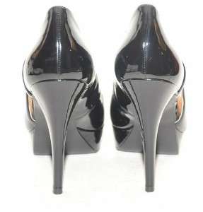 Marc Fisher Tumble Black Patent Peep Toe Platform Pump Women Shoes 7 