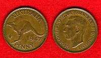 Australia 1947 Y. King George VI Penny UNC some lustre  