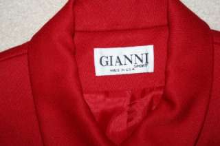 GIANNI SPORT Sz 8 Skirt Suit Wool Dark Red 2 Piece Lined Jacket Blazer 