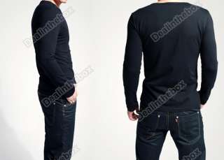   Lycra Deep V Neck Long Sleeves T Shirts Tunic Button Tops/Tee  