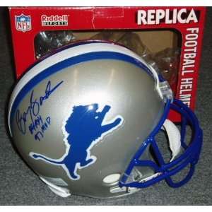  Barry Sanders Signed Helmet   Replica with 89 ROY and 97 