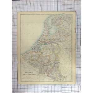 JOHNSTON ANTIQUE MAP c1870 BELGIUM NETHERLANDS LIMBOURG:  