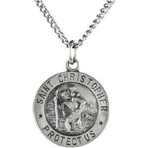   Silver 11.75 mm Rd St. Christopher Pend Medal CleverEve Jewelry