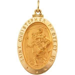   Yellow Gold 25.00X18.00 mm St. Christopher Medal: CleverEve: Jewelry
