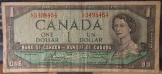 1954 CANADA CANADIAN $1 BILL~~BEAUTY  