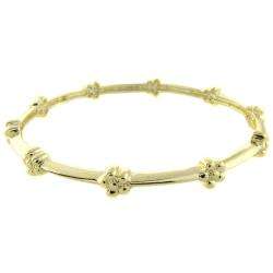 14k Gold Overlay Childrens Flower Bangle Bracelet  