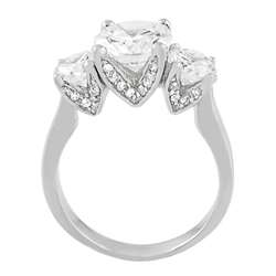 Tressa Sterling Silver 3 stone Cubic Zirconia Ring  Overstock
