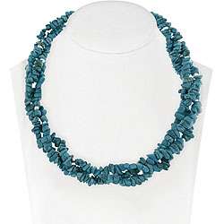   Sterling Silver 3 strand Turquoise Chip Necklace  Overstock