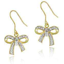 18k Gold over Silver Diamond Accent Bow Earrings  