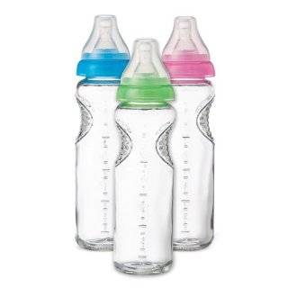 Munchkin Mighty Grip BPA Free Glass Bottles 3 Pack, 8 oz,Colors Vary