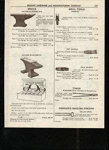 1961 Vulcan Anvils Village Blacksmith Tongs Tools ad  