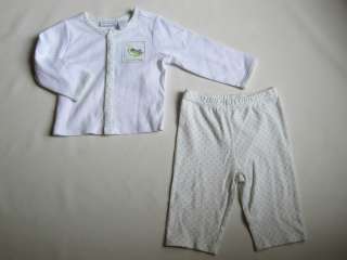NEW BABY BOYS SWEET PEA LIME GREEN & WHITE 2 PC CLOTHES PANT SET 