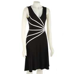 Connected Apparel Womens Black/ White Knit Dress  Overstock
