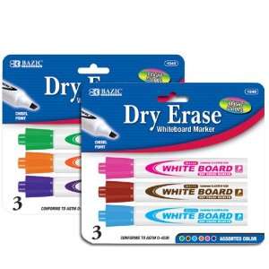  BAZIC Fancy Color Chisel Tip Dry Erase Markers (3/Pack 