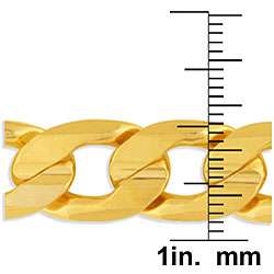 14k Yellow Gold Overlay 8 inch Figaro Bracelet 12mm  
