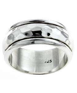 Sterling Silver Hammered Spinner Ring (10mm)  