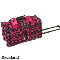   Black/Pink Dot 22 inch Carry On Rolling Duffel Bag  Overstock