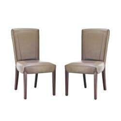 Bowery Brown Clay Leather Side Chairs (Set of 2)  Overstock