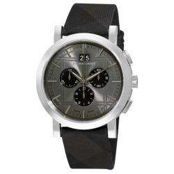 Burberry Mens Beat Check Chronograph Leather Strap Watch 