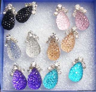 Lots 6Pairs Color Teardrop Crystal Rhinestone Earrings  